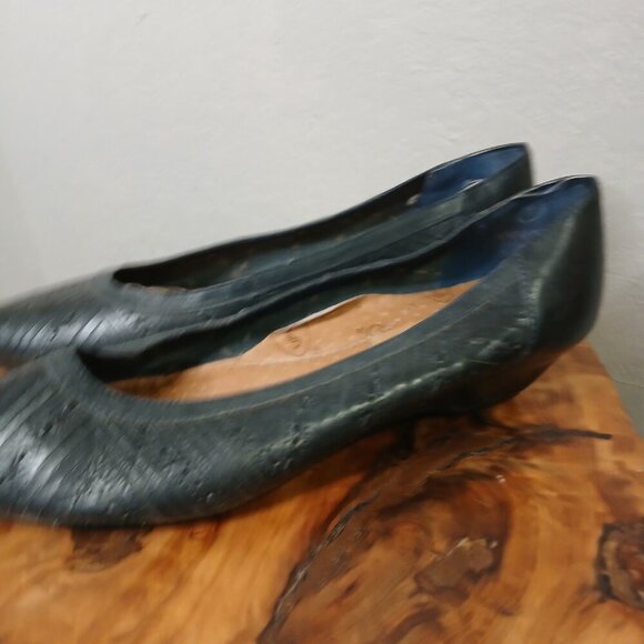 UGC Vintage Dr. Scholl's Leather slides flats navy blue size 9 - Picture 6 of 8